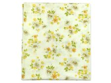 VINTAGE PEQUOT MOD GARDEN DAISY PERCALE FLORAL WHITE YELLOW DOUBLE FLAT SHEET picture