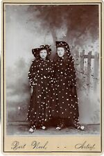 1894 Cabinet Card Photograph Two Girls in Masquerade Costume Snow Flakes picture