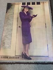 GREER GARSON original color portrait SUNDAY NEWS 1/23/44 OLD HOLLYWOOD RARE picture
