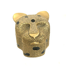 Vintage Leopard Head Gold Tone Metal Hinged Trinket Box by Karen Callan Signed picture