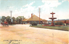1908 RR Station Tarrytown NY post card Westchester county picture