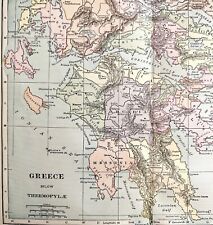 Greece Below Thermopyle Map Print 1893 Victorian Mythology Antique DWS5A picture