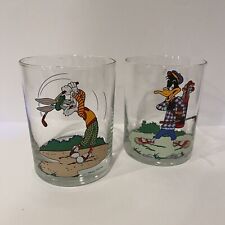 Vintage 1993 Warner Bros. Looney Tunes Golf Glasses (2) Bugs Bunny/Daffy Duck picture