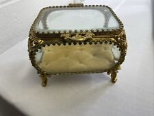 Antique Ormolu Jewelry Box With Glass picture