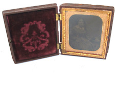 Antique Ambrotype Woman wearing a Black Dress, in a  Gutta Purcha Case picture