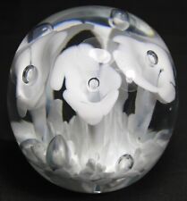 St. Clair White Trumpet Flower Art Glass Paperweight picture