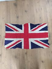 Vintage British 1950s Union Jack Flag 16 X 26 Inch Cotton Used / Holes / Marks  picture