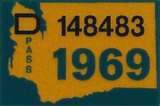 1969 WASHINGTON Vinyl Sticker Decal -CAR/Passenger License Plate Reg.TAB TAG-New picture