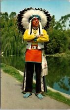Knott's Berry Farm CA Chief Red Feather Navajo-Sioux Indian Vintage Postcard picture