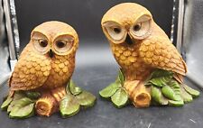 2 Vintage Owl Figurine Life Like Hoot Owl Decorations,  1970s Homeco? Retro picture