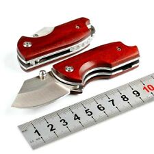 Mini Wharncliffe Knife Folding Pocket Hunting Wild Survival D2 Steel Wood Handle picture