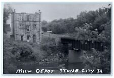 c1960's MILW Stone City Iowa IA Railroad Train Depot Station RPPC Photo Postcard picture