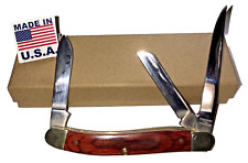 VINTAGE PARAMOUNT PAR-32789W3 BLADE STOCKMAN HARDWOOD HANDLES   Made in  USA NEW picture