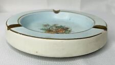 Vintage  Porcelain Ashtray Gold  Blue Flowers Gold Trim Made in Italy 14/198? picture