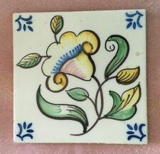 Vintage 1900's cottage Style  Viuva lamego Floral flower trivet tile Portugal picture
