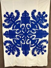 RARE c 1930-40s Hawaiian QUILT Top Vintage Blue Collector's Find picture