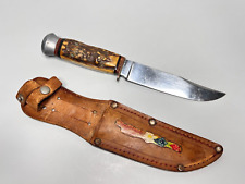 1940's German E.R.N. Solingen Hunting Knife Hiking Tourist Steel Blade Scabbard picture