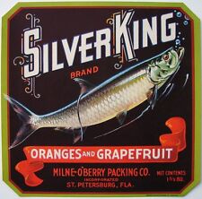 SILVER KING Vintage St. Petersburg Florida Crate Label, ***AN ORIGINAL LABEL*** picture