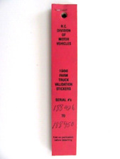 1986 NORTH CAROLINA LICENSE PLATE FARM TRUCK VALIDATION STICKER BOOK,25 STICKERS picture