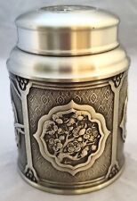 Beautifully Embossed Tumasek Pewter Tea Caddy Canister picture