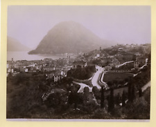 Switzerland, Lugano Vintage Albumen Print.Monte San Salvatore Albumin Print   picture