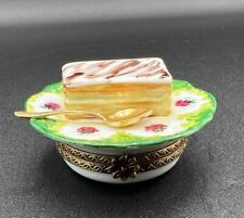 Limoges France “Patisserie” Plated Dessert Porcelain Trinket Pill Box Peint Main picture