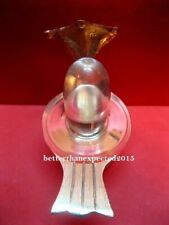 SPHATIK NATURAL CRYSTAL SHIVLING BANLING & BRASS STAND LORD SHIVA LINGAM PUJA picture