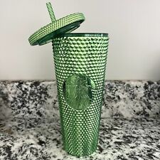 Starbucks Tumbler Green 24oz Holiday 2023 Metallic Bling Studded Limited Edition picture