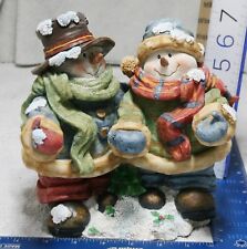 Whimsical Mr. & Mrs. Snowman Figurine 7” Gerson International Xmas Christmas picture