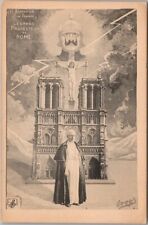 c1900s French Political Propaganda Postcard POPE PIUS X / Notre Dame Cathedral picture