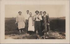 RPPC Postcard Family Outside With Farm Dog c. 1900s  picture