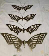 Vintage MCM Brass Butterfly Set of 4 Wall Decor In Graduating Size Boho Nature picture