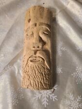 Vintage hand carved wood spirit bearded man Original Rich Stencil Folk Art #2 picture