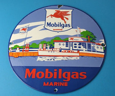 Vintage Mobil Sign - Pegasus Mobilgas Marine Gas Pump Service Porcelain Sign picture