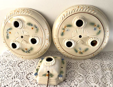Three Matching Vintage Porcelier Porcelain Ceiling Mount Light Fixtures Art Deco picture