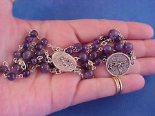 AMETHYST Gemstone Rosary Chaplet Angelic Crown of St MICHAEL the ARCHANGEL Medal picture