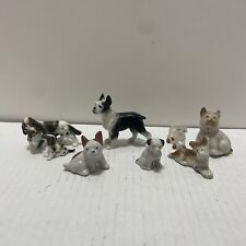 Vintage Mixed Lot of 8 Bisque Dog Figurines JAPAN 2 inches to 3 inches picture