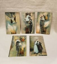 Antique UNUSED Postcards 'Our Brave Fireladdies' Complete Set Of 5   picture