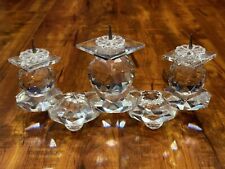 Vintage Genuine Swarovski Crystal Glass Triple Pillar Pin Style Candleholder picture