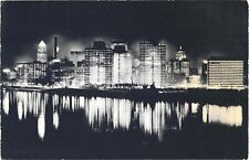 View of Buildings Illuminated at Night, Beautiful Skyline Postcard picture