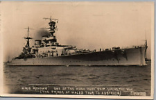 RPPC Photo British Royal Navy HMS Renown 'hush-hush' ship Tour to Australia picture
