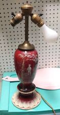 Antique Wood and Glass Table Lamp from Holzheimers in Cleveland, Ohio picture