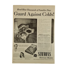 1948 Simmons Electronic Blanket Vintage Print Ad Families Guard Against Colds picture