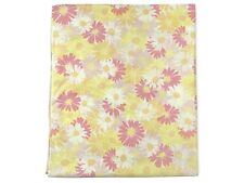 VINTAGE PEQUOT MOD GARDEN DAISY PERCALE FLORAL PINK YELLOW DOUBLE FLAT SHEET picture