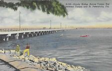 Vintage Florida Linen Postcard Gandy Bridge Across Tampa Bay picture