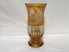 DD34 Vintage Antique Classic Hutschenreuther Amber Hand Cut Elegant Glass Vase picture