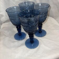 4 Ct. Vintage Mikasa Tender Leaves Blue Wine Glasses Goblets Drinking Glasses 8