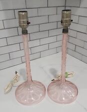 Vintage Pair Pink Depression Glass Table Lamps picture