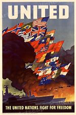 United Fight for Freedom WWII United Nations Morale Poster - 24x36 picture