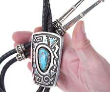 Michael Perry High grade turquoise Sterling tufa cast bolo tie picture